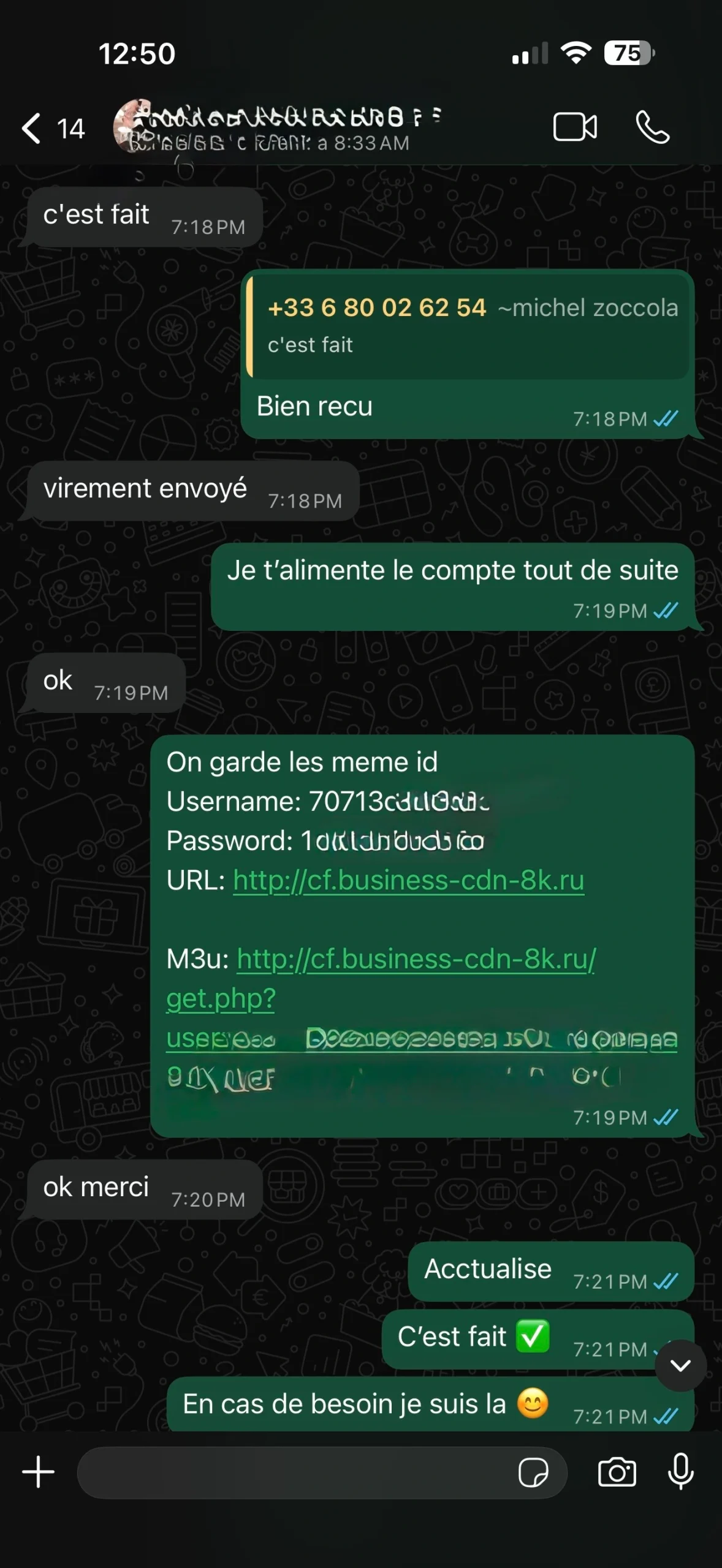 Témoignage client VisionLiveTV sur WhatsApp
