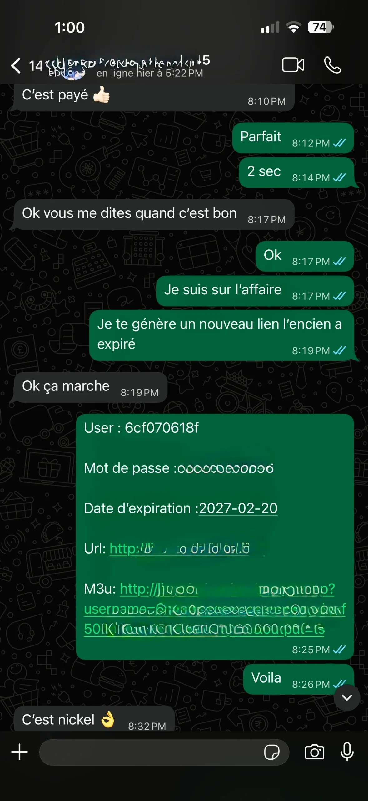 Message client VisionLiveTV support WhatsApp