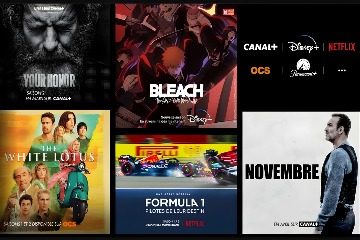 Catalogue VOD avec films et séries en streaming HD et 4K sur écran de télévision