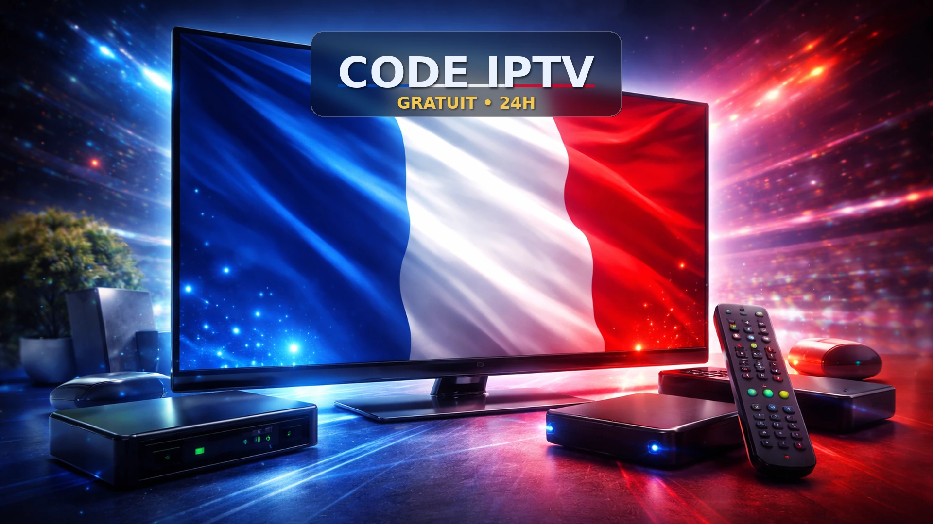Code IPTV gratuit VisionLiveTV avec télévision et drapeau français
